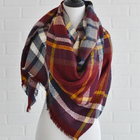  Burgundy Plaid Blanket Scarf, $28. 