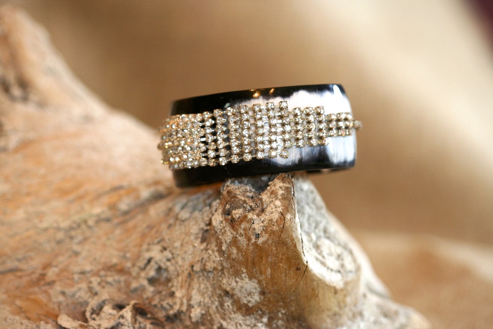  AN SCD Fave! This horn cuff is adorned with a vintage rhinestone earring and is truly one of a kind! 