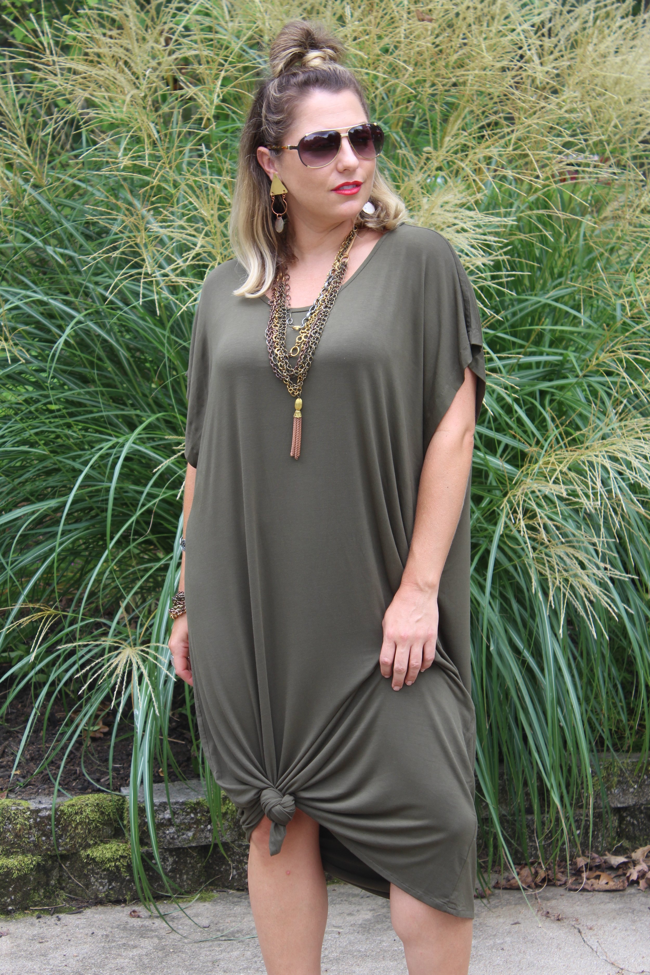 Yana K pieces are great for tying up in the middle or on the sides to give it interest or change the shape of the piece! 