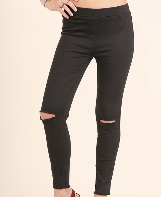 Open knee leggings.