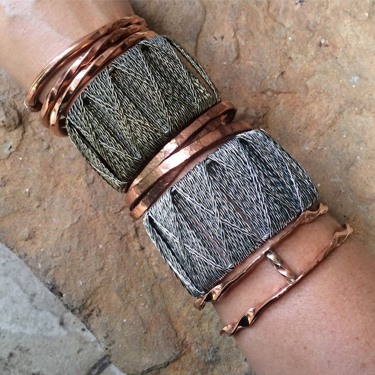 Mixing different metal bracelets and bangles....love this look!