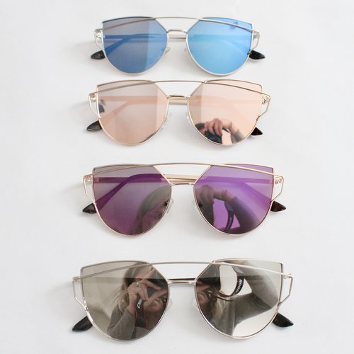Mirrored sunglasses.