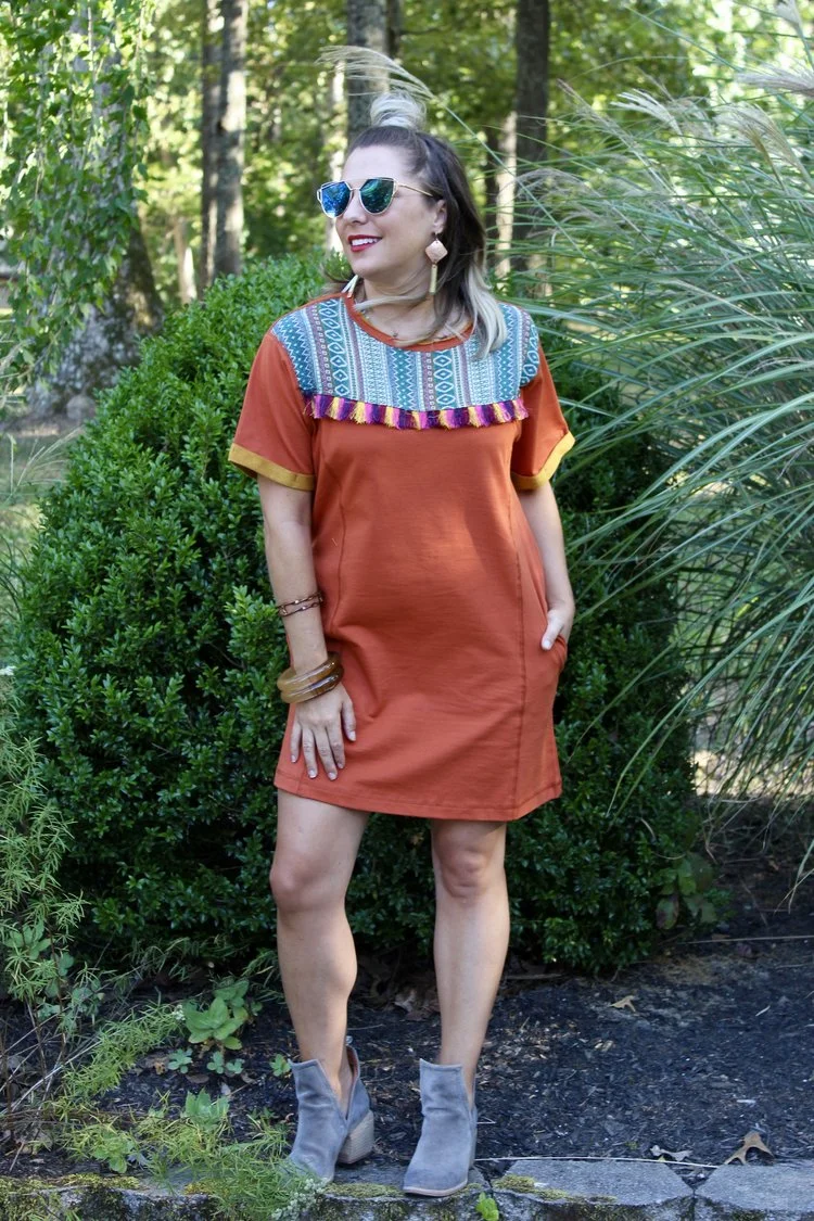 Fall Leaves Burnt Orange Dress $45