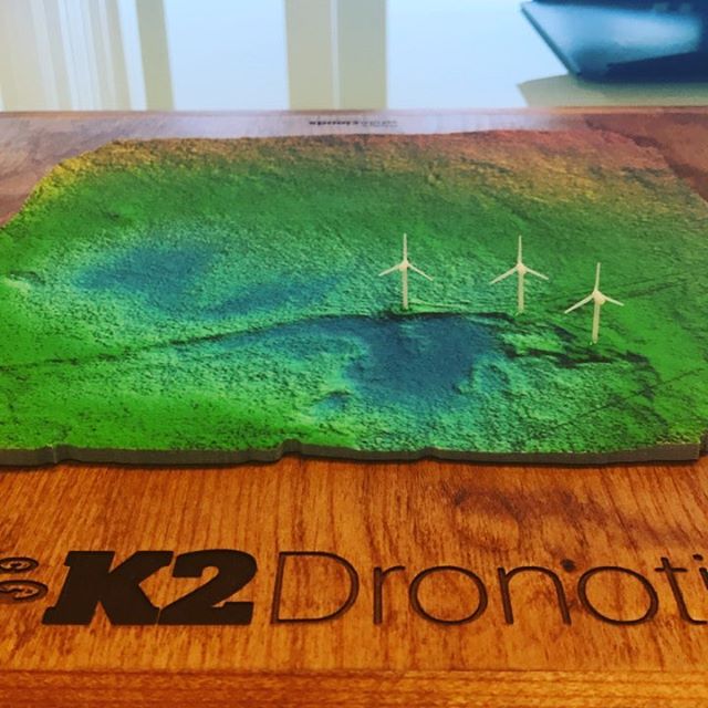 For when you need to see and feel the change in landscape. Our 3D printed drone map overlaid with elevation model, used here for wind farm planning on a remote Alaskan island.