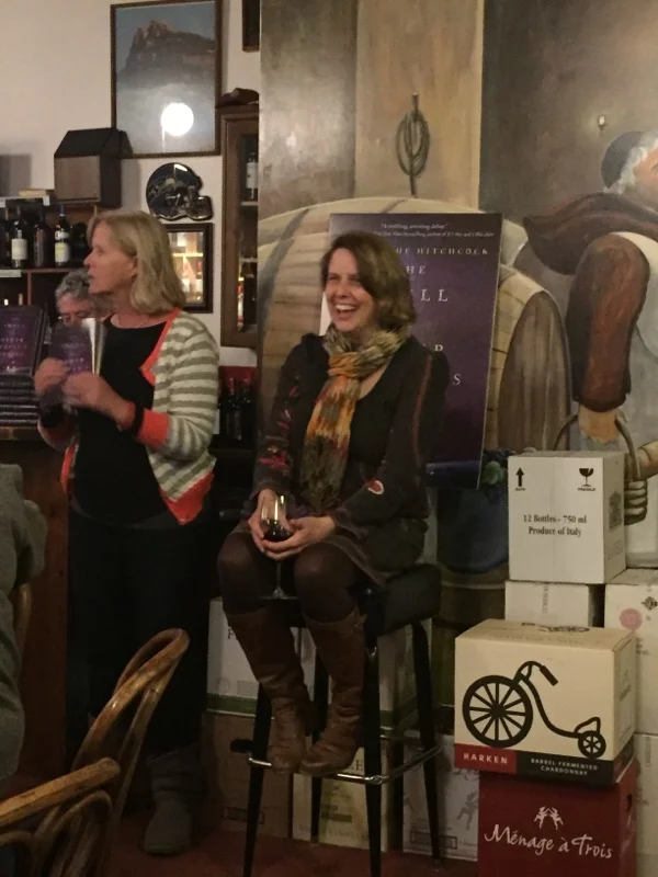 Suzanne of Liberty Bay Books, who is obviously (judging by my face) one of the most hilarious booksellers you'll ever meet. She's also an incredible advocate for writers. Dinner and talk at That's A-Some Italian Restaurant in Poulsbo, WA. (Photo by: Stacie Hitchcock-Power)