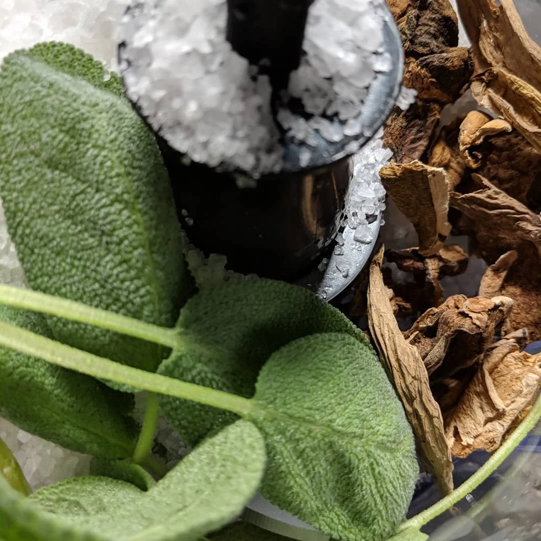 Sage and Porcini Salt in the making