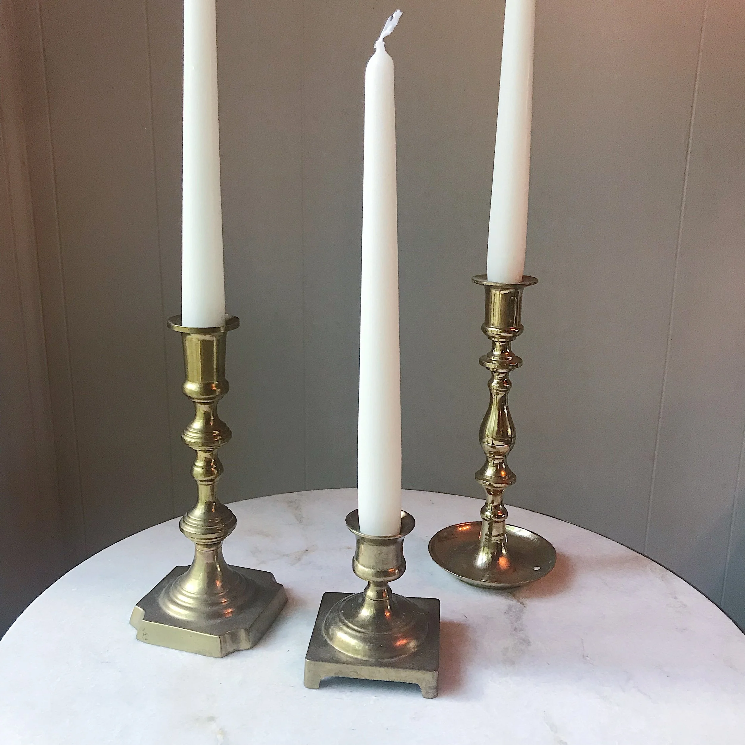 Vintage Brass Taper Candlesticks (taper included)