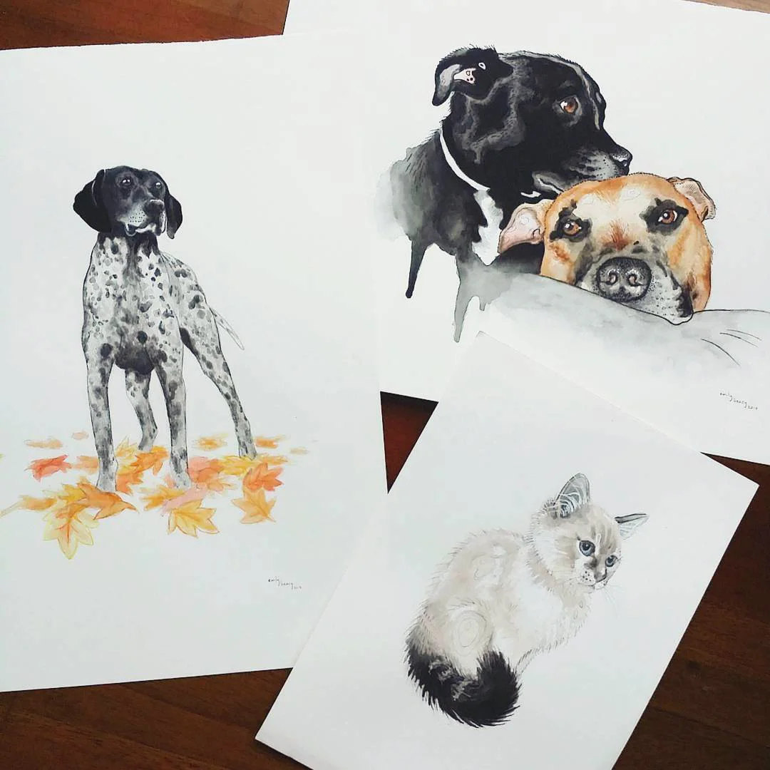 Custom pet portraiture 2017 Commissioned artworks of beloved furry friends.