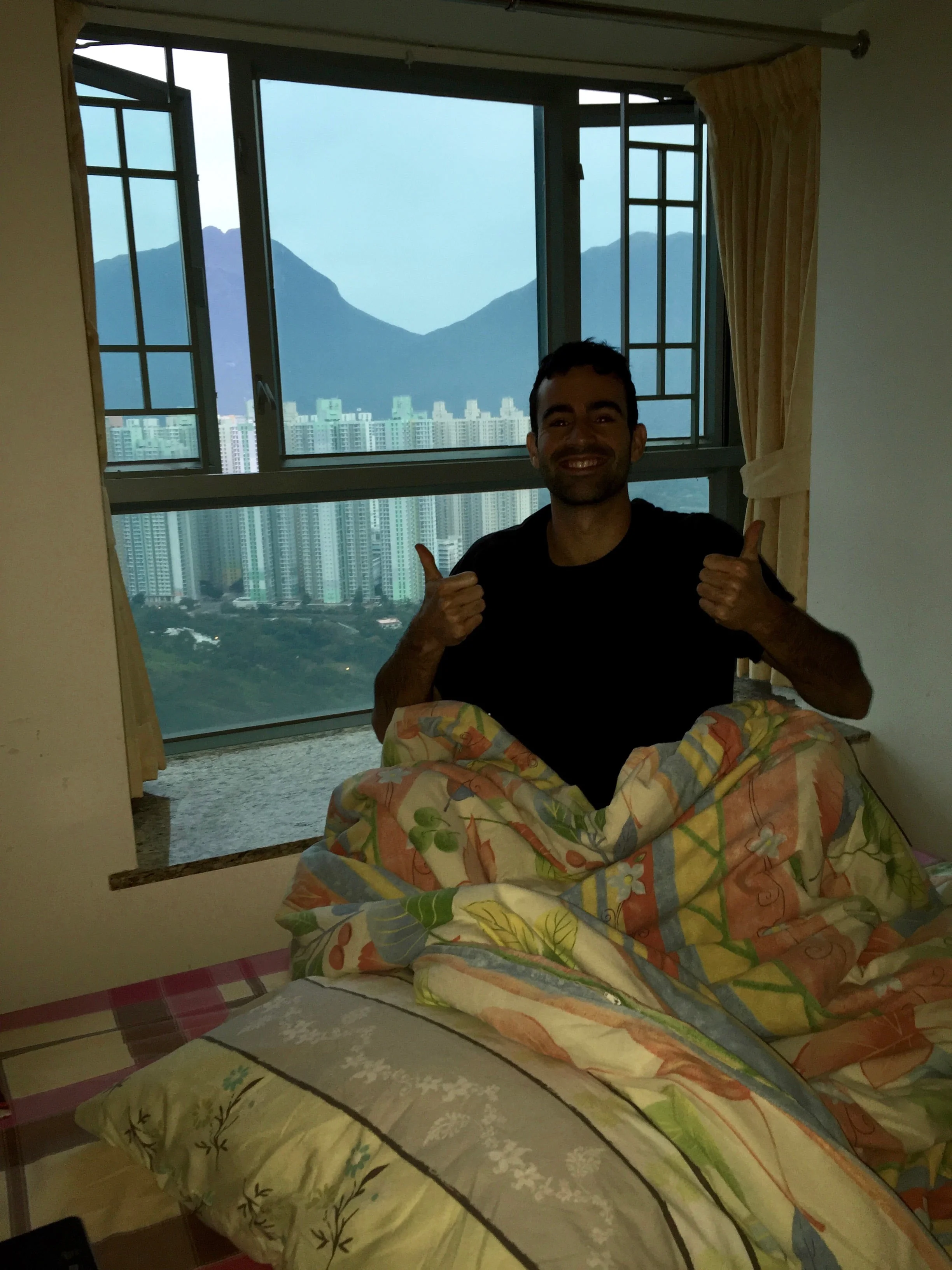  Derek stayed in the small room that overlooked the Tung Chung area. He slept 12+ hours the first night we landed! 