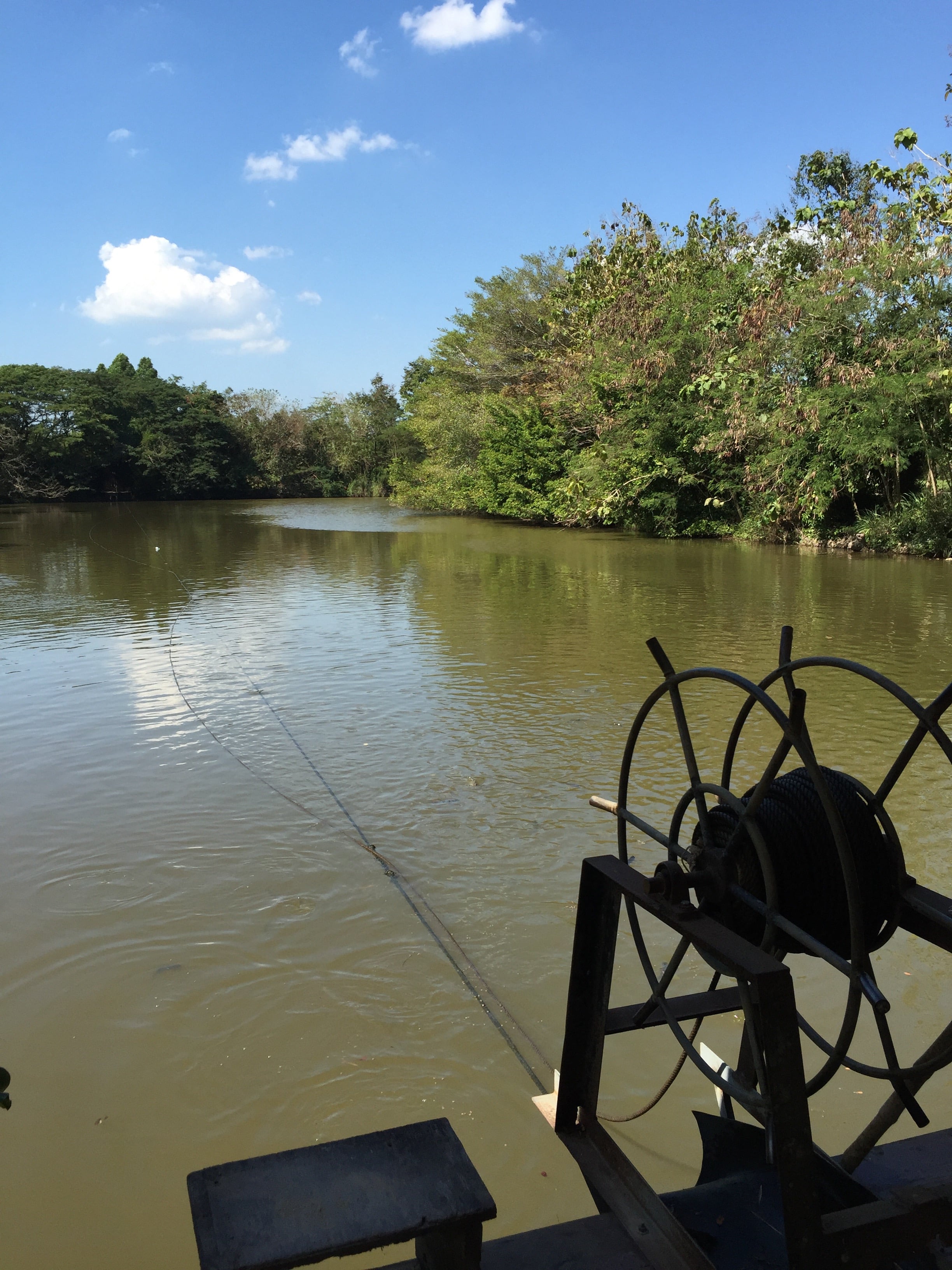  We also had to take a boat ride across a river, where they pulled a rope to get us across the river.&nbsp; 