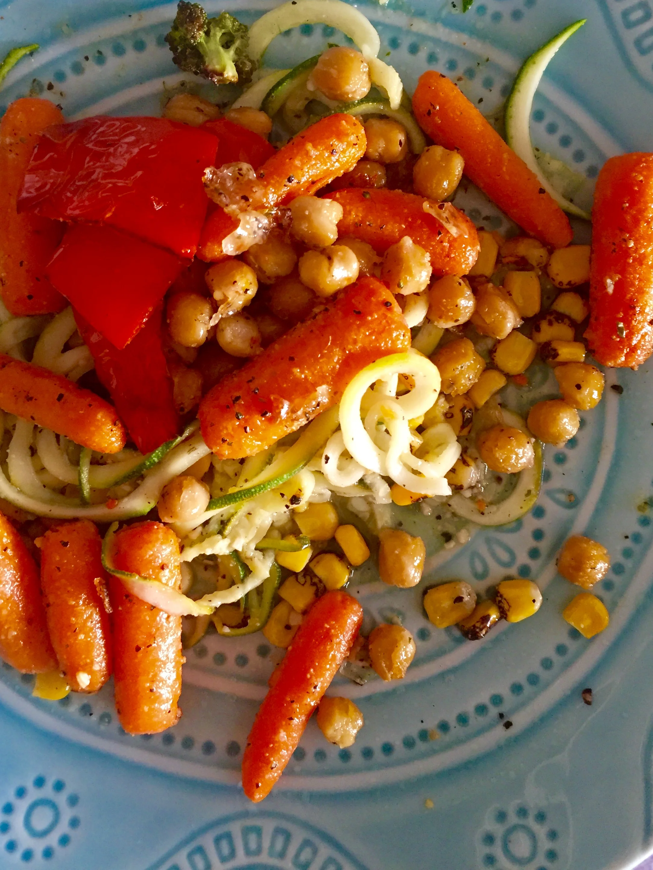  One of my many zoodle dinners - with veggies and beans! 