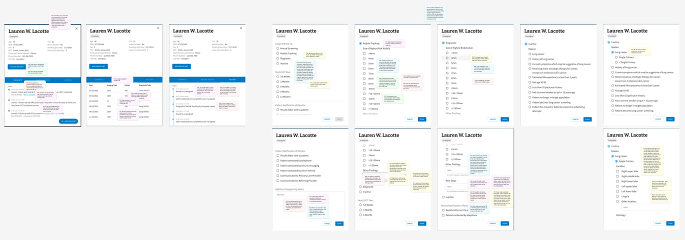 Screenshot of Figma file from Usability Testing with synthesized feedback.