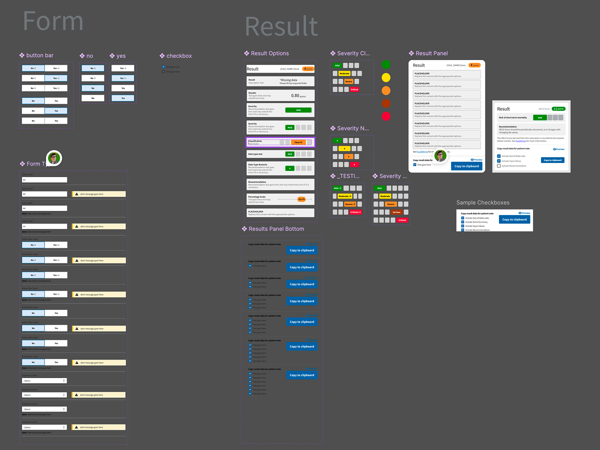 Screenshot of the Atomic Components that make up the Medical Calculator