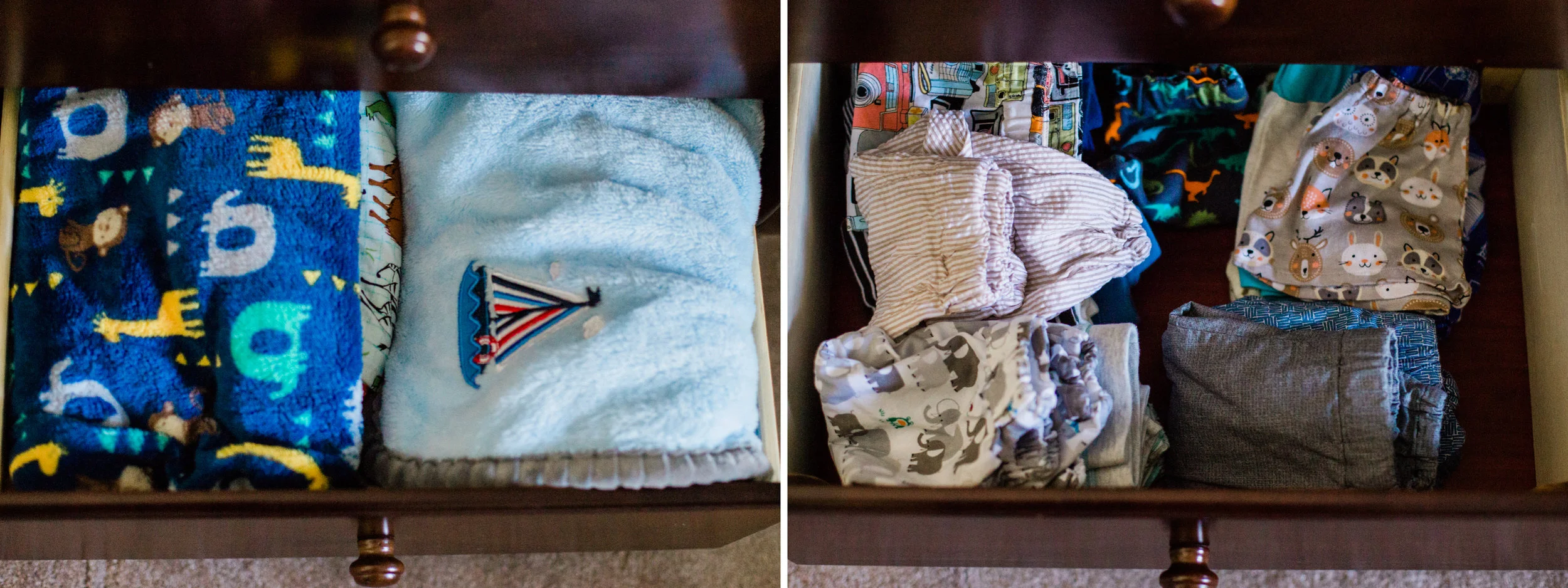 We decided to use this dresser that we picked up lightly used as our changing table! I'm so glad we did because all those adorable cloth diapers take up a lot of space!