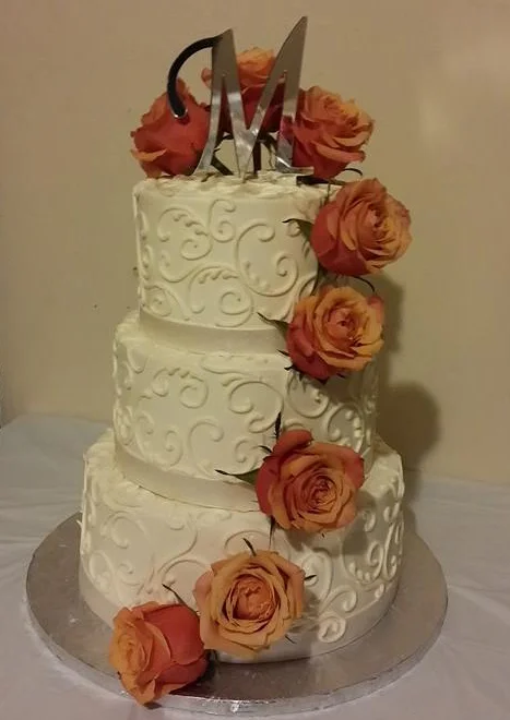 Wedding cake with pastel roses