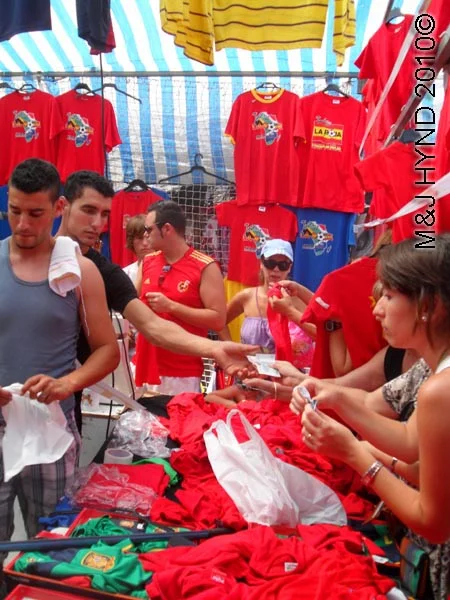 spain Santa Pola Saturday Market buy Spanish footbal colours caps Tshirts