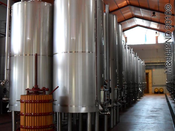 spain Jumilla, Murcia, wine route Casa de la Ermita Bodegas, wine tour, aging wine process stainless steel vats