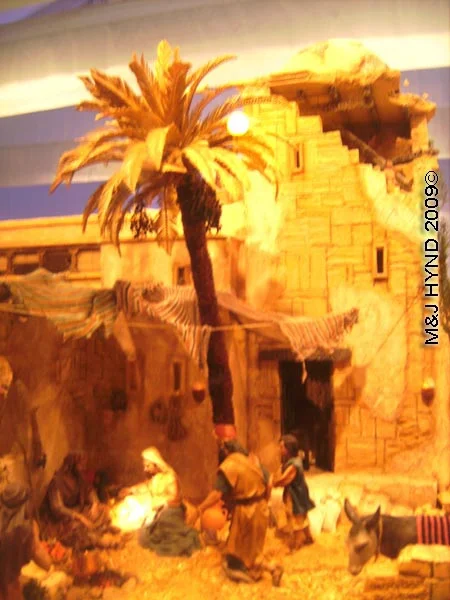 spain elche Fiesta Belen Christmas Nativity, inside of Bancaja Belen, miniature Nativity scene from bible
