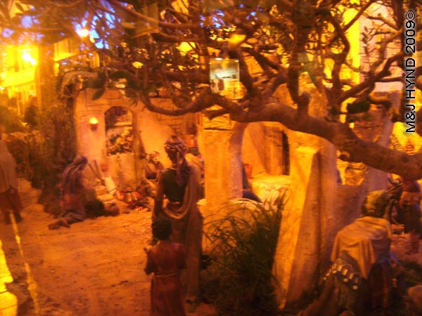spain elche Fiesta Belen Christmas Nativity, inside of Bancaja Belen, miniature Nativity scene from bible