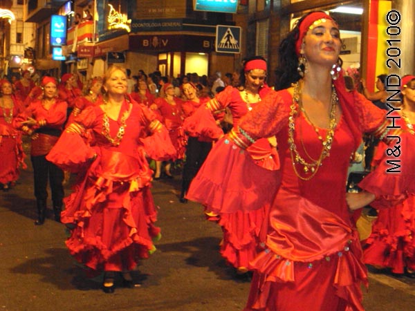 parade – red: spain Santa Pola Annual Fiesta, parade, red-flamenco gypsy dance