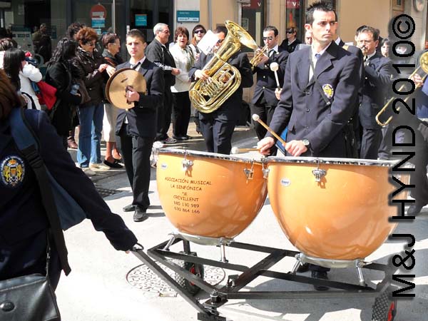 big drums: spain Santa Pola Annual Fiesta, live music, brass bands, huge drums on trundle
