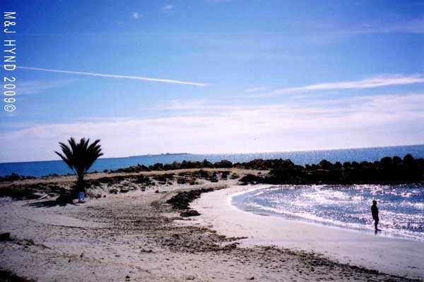 Spain, one of the many safe, half-moon beaches lovely soft sand, Santa Pola del este