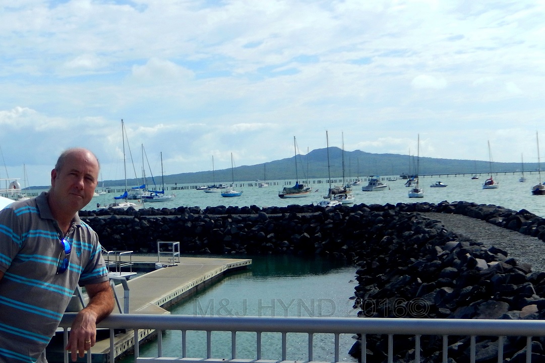 Okahu Bay marina with Rangitoto, Auckland, NZ