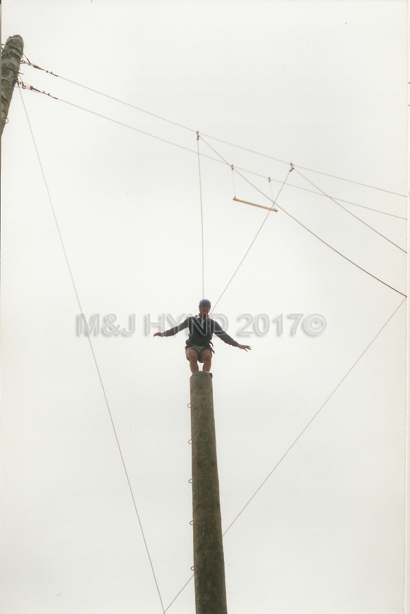 Rock+Ropes, balancing on the pole, Taupo, NZ
