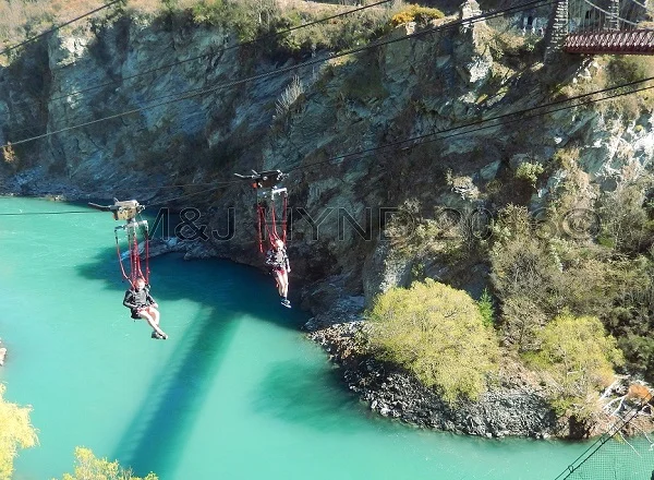 Kawerau Bungy zipline over Shotover River, Queenstown, NZ
