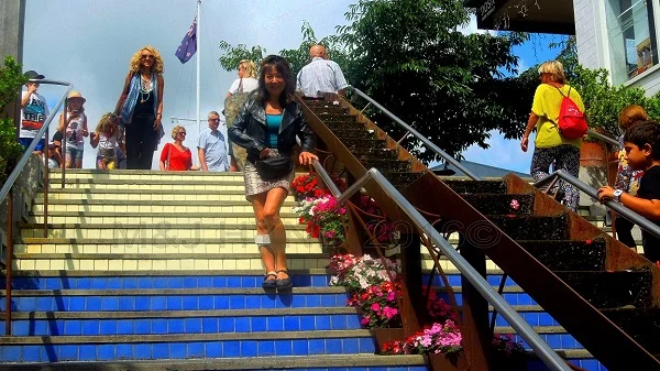 Down steps to the Farmers Market, Matakana, NZ