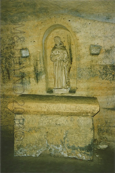 statue of St Emilion in the cave, St. Emilion, Gironde, France