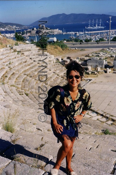 Pre-stroke amphitheatre ruins, harbour Aegean sea, Bodrum, Turkey