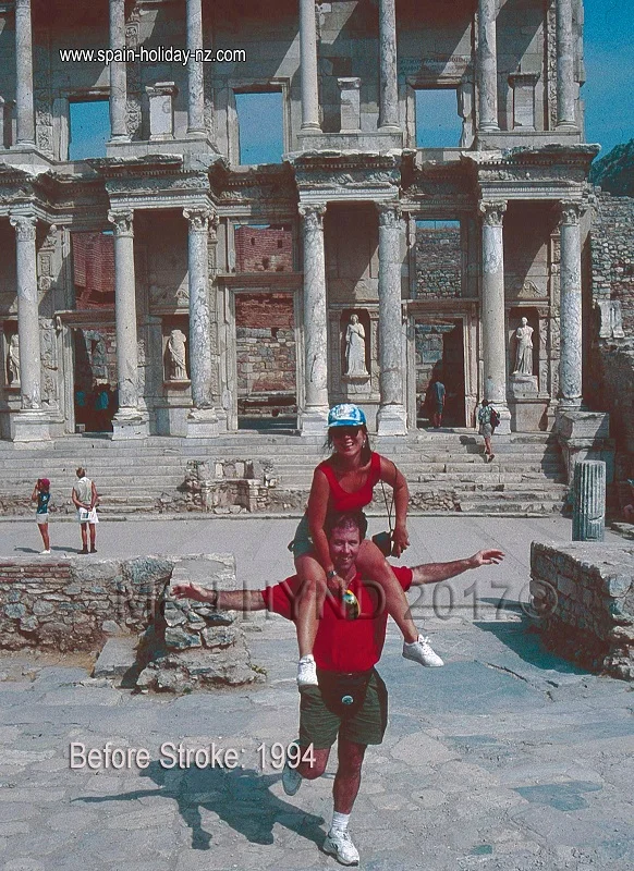 2-up balancing act, Library of Celsus at Ephesus, turkey