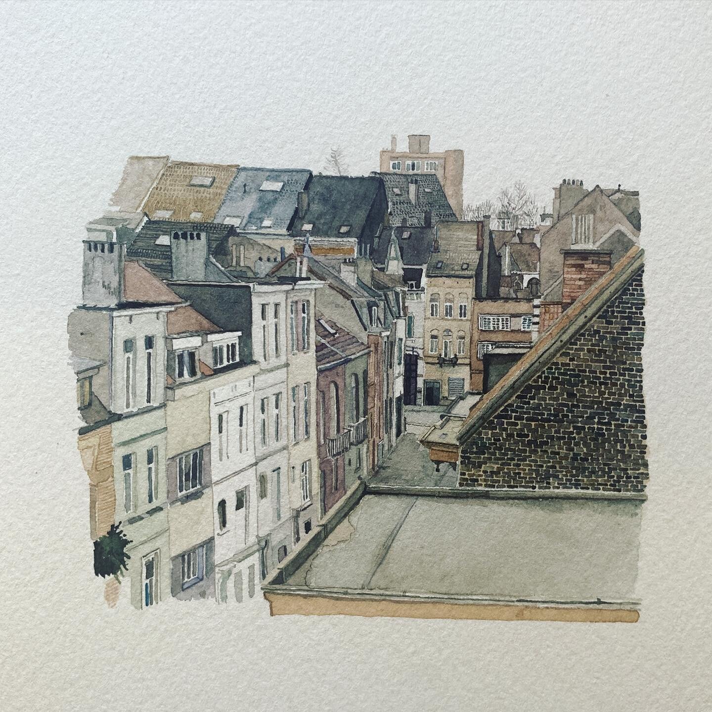 Roofs in Brussels // Robert Wyatt 
My friend Ralph put this song on a mixtape for me when I was a youngster, I was doing art foundation in somerset and walking around fields a lot with a tape player 

#watercolour #watercolor
#Watercolourpainting 
#a