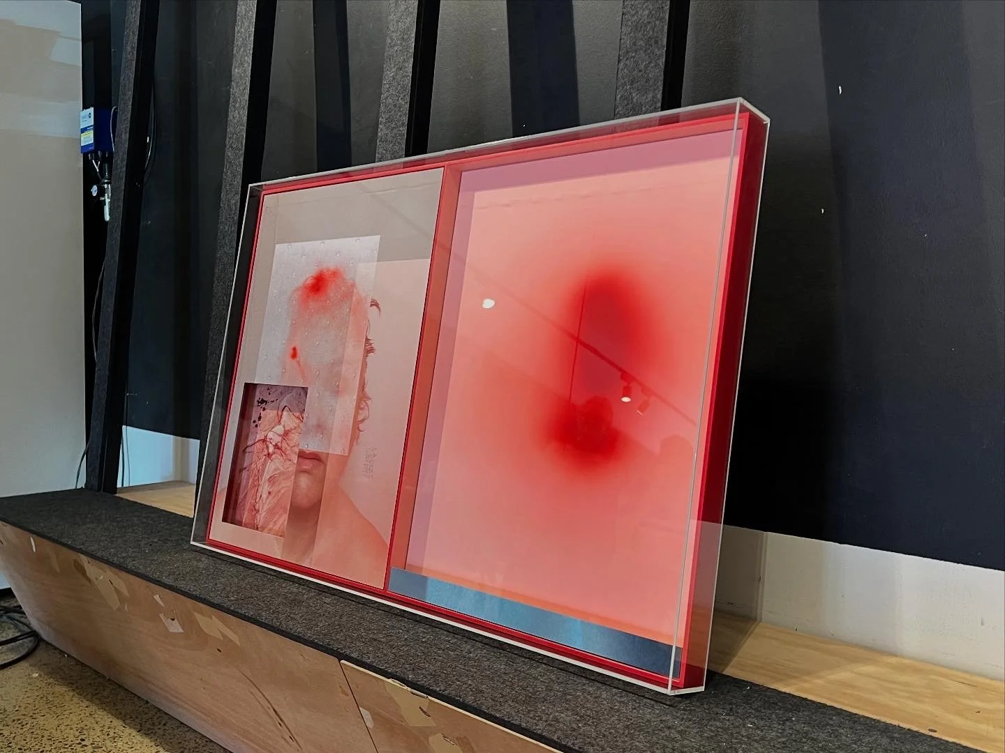 Acrylic Box Frame encasing a custom painted timber float profile.