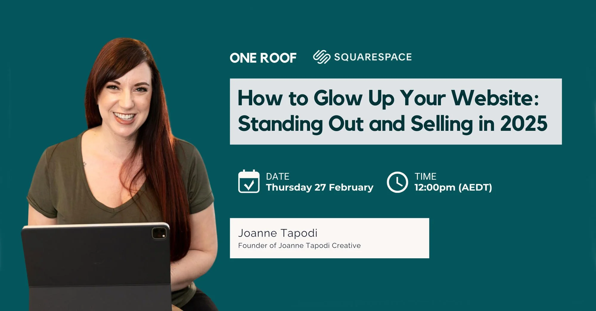 How to glow up your website banner image with Joanne Tapodi Creative in her laptop