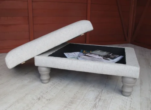Storage footstool in a beautiful wool