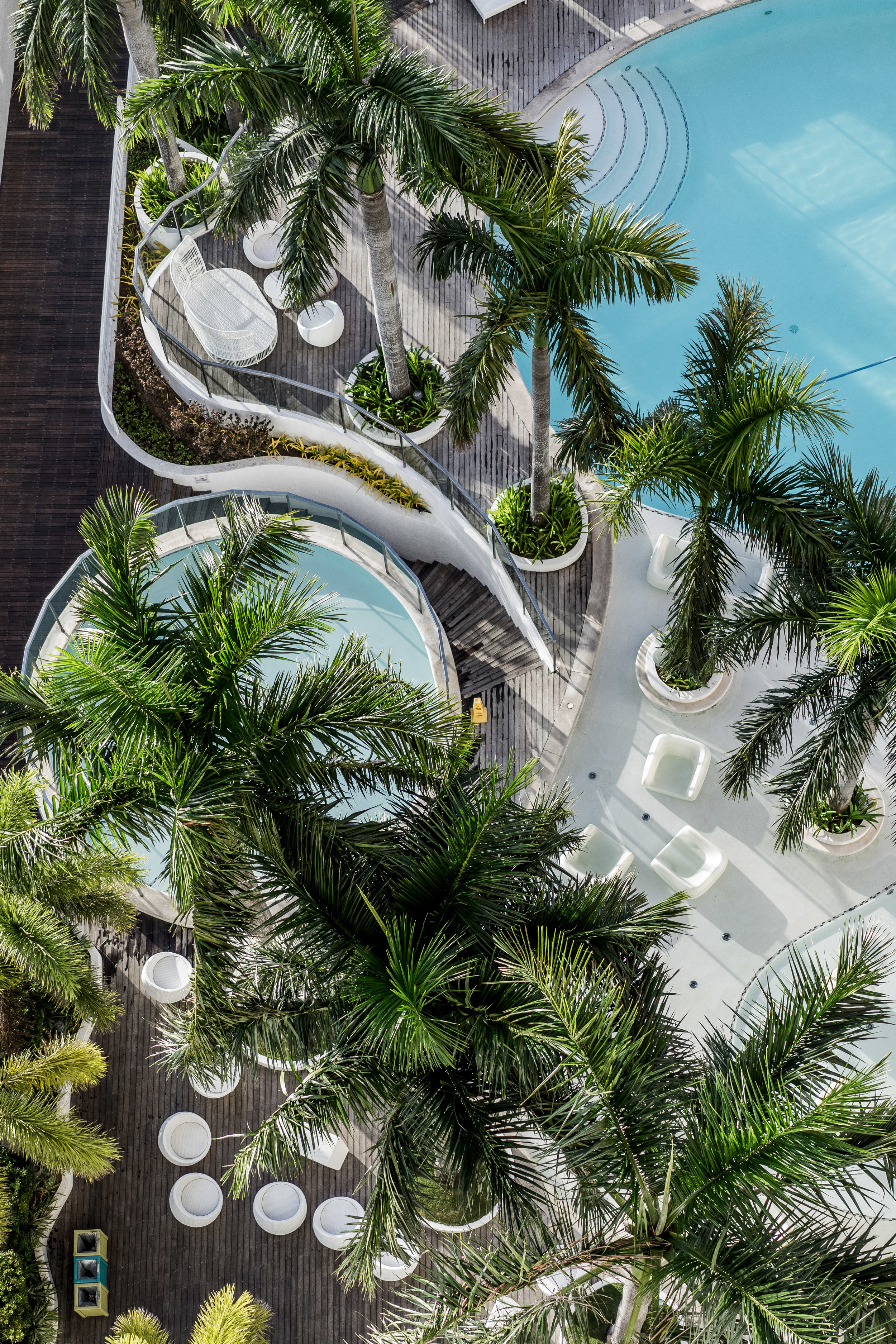 View of the pool area from above (aka dangling my camera 10 stories high)