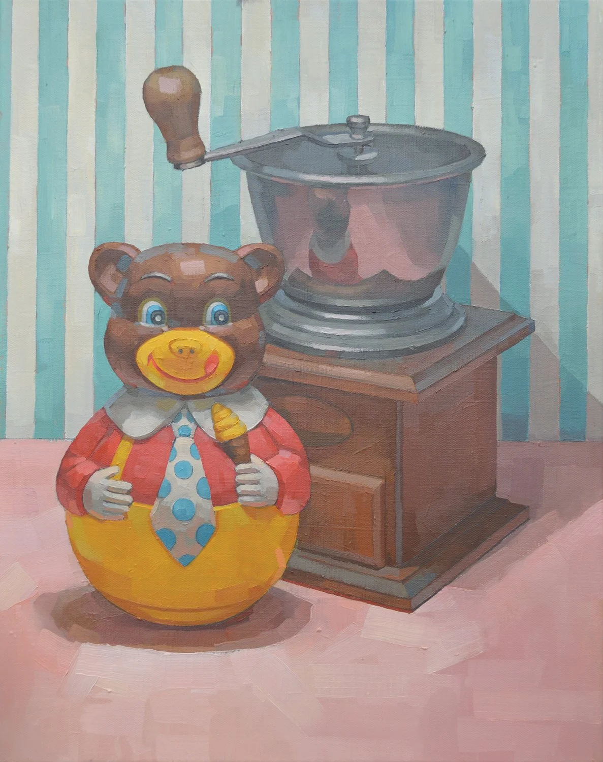 Round and Round We Go, 2025, Oil on canvas, 20” x 16”