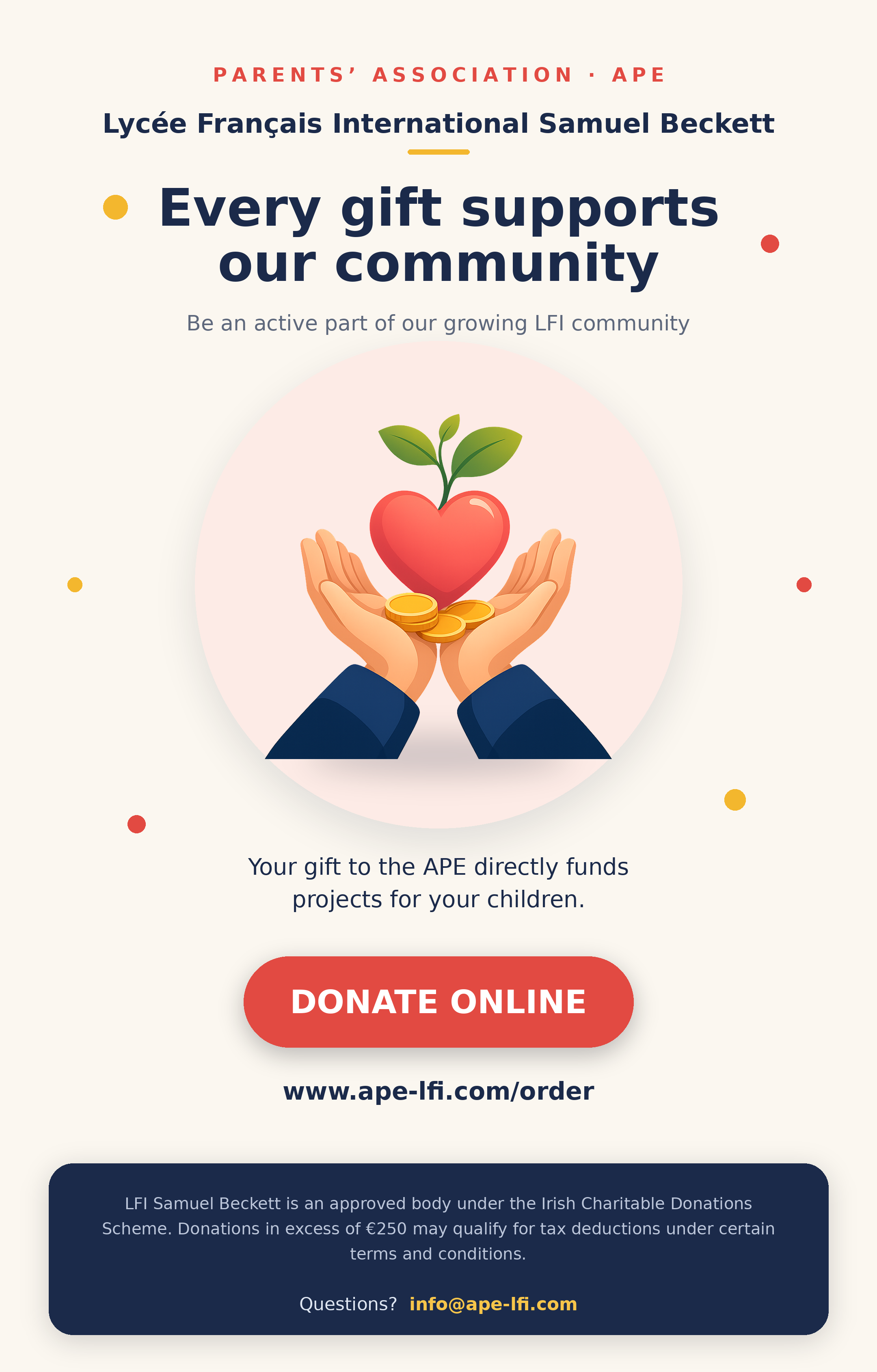 Donation pour des projets financés par l'APE / Donation for APE funded projects