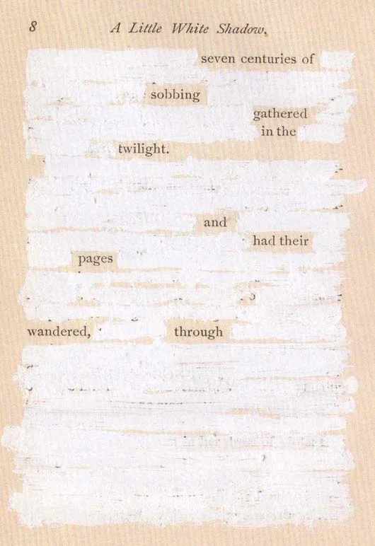 from Mary Ruefle's erasure poem, "A Little White Shadow"
