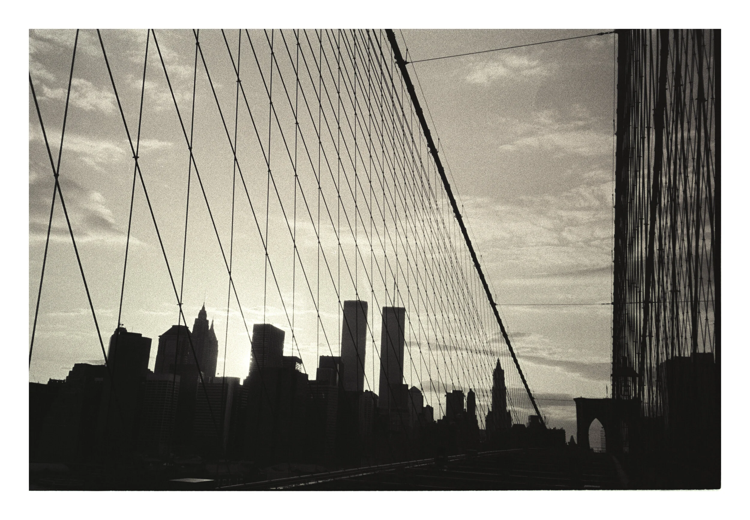 TWINS BEHIND BROOKLYN BRIDGE