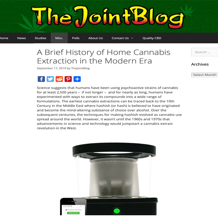 The Joint Blog: A Brief History of Home Cannabis Extraction in the Modern Era