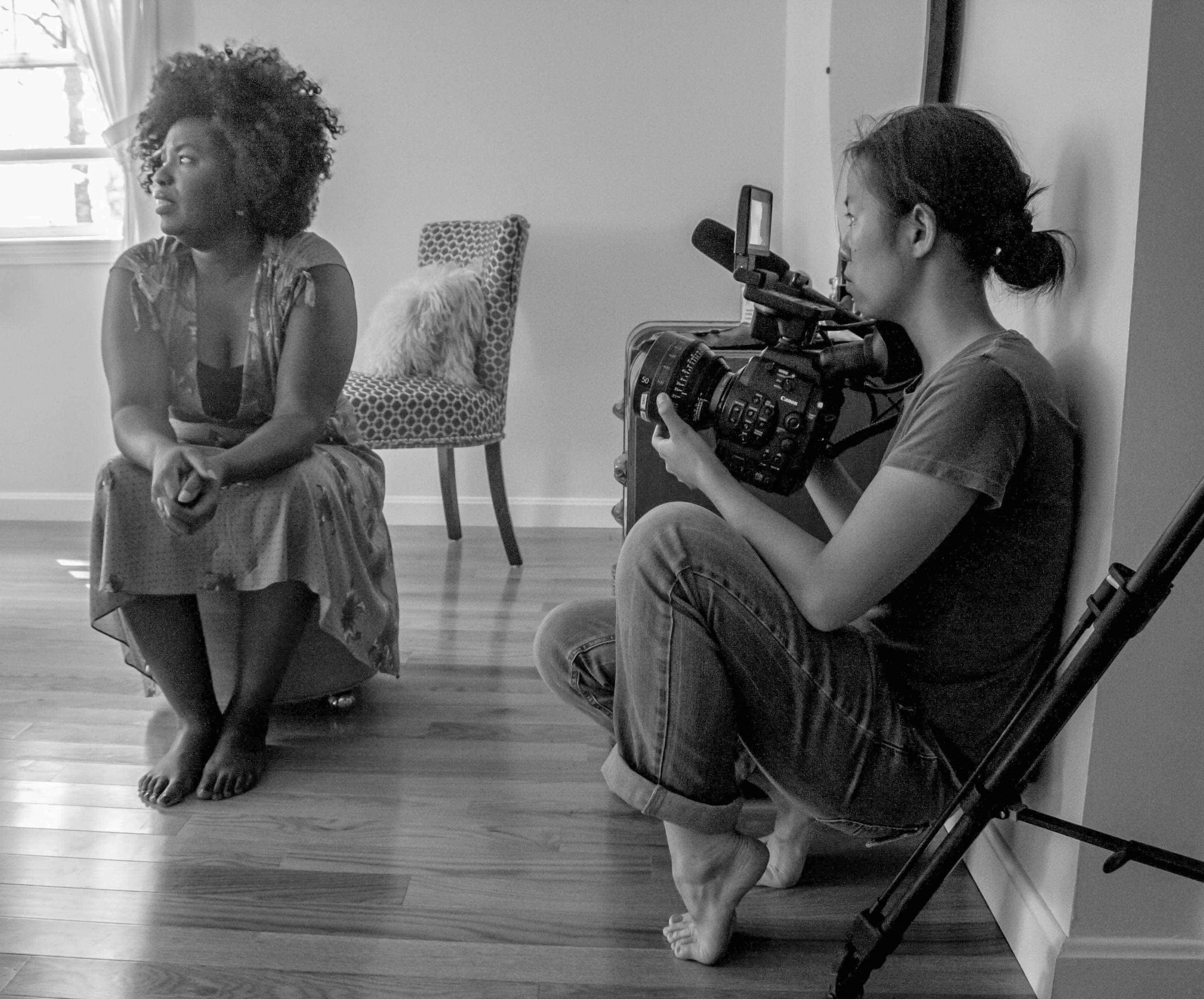 On set Jih-E Peng for our documentary featuring women in film