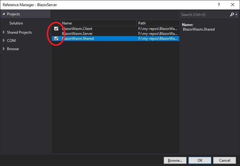 Select both BlazorWasm.Client and BlazorWasm.Shared