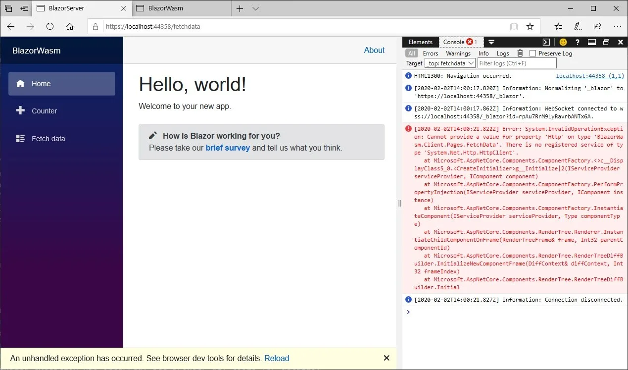 The Server app doesn’t know about HttpClient.