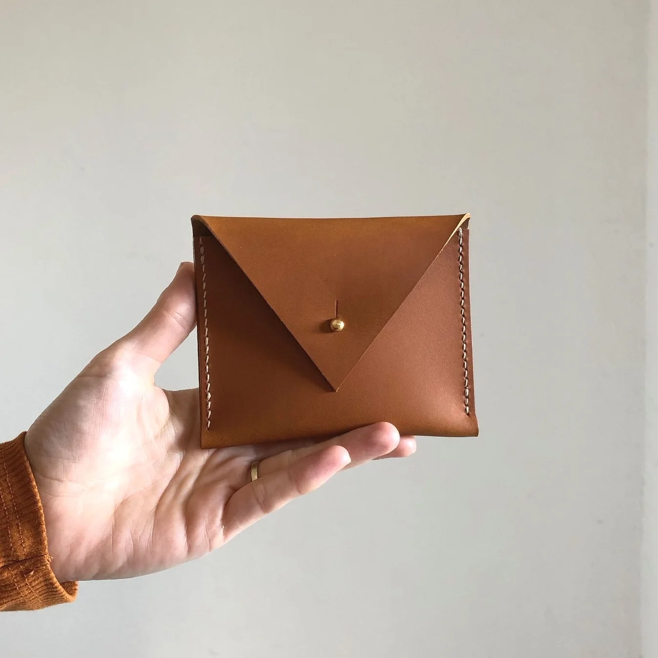 tan leather coin purse