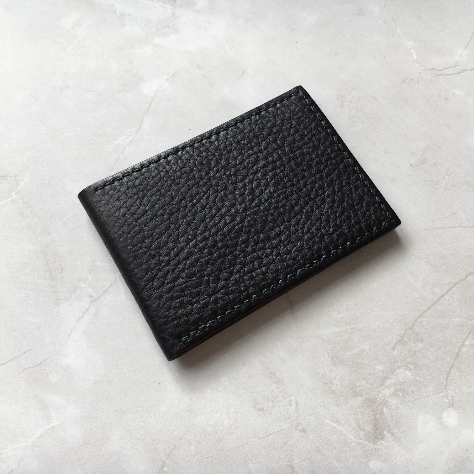 Black leather bifold card holder by CARV made in Britain