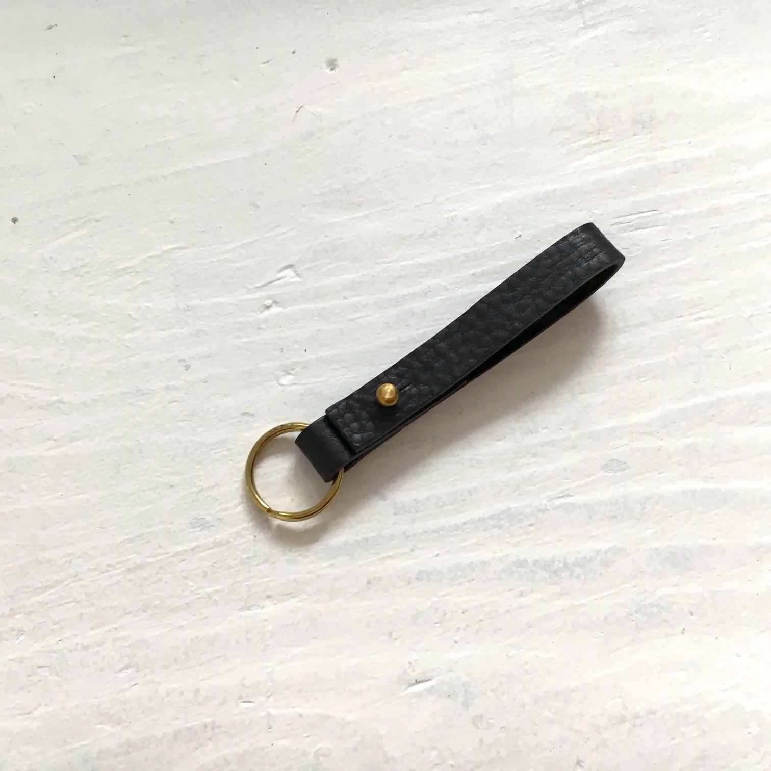 Copy of Black minimalist leather keyring made in London by CARV