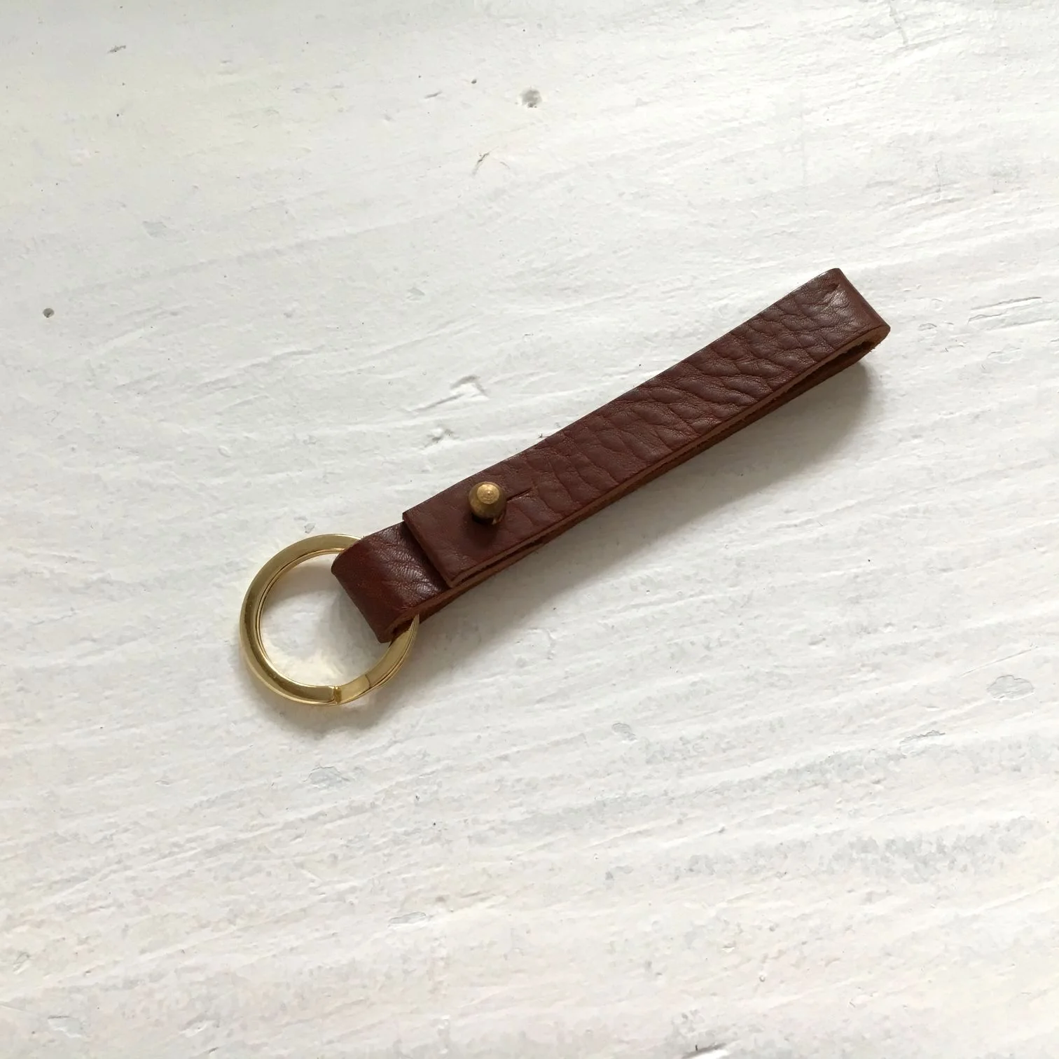 Copy of Tan minimal leather keyring made in London by CARV